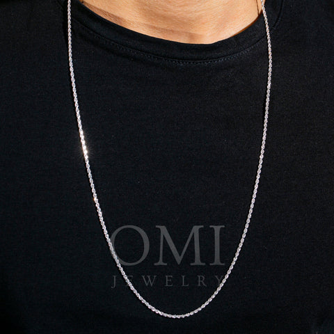 10k White Gold 3mm Solid Rope Laser Chain Available In Sizes 18