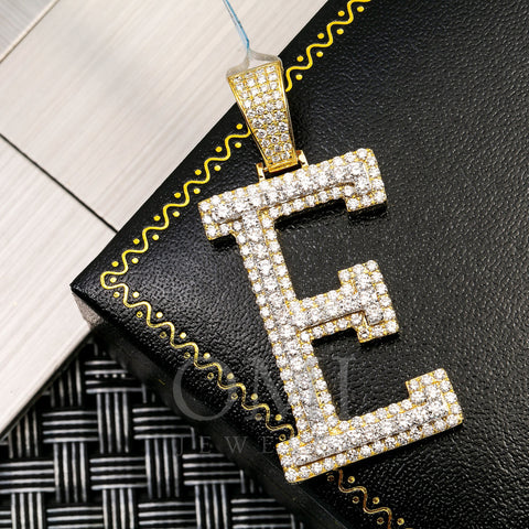 10K YELLOW GOLD LETTER E PENDANT WITH 3.85 CT DIAMONDS