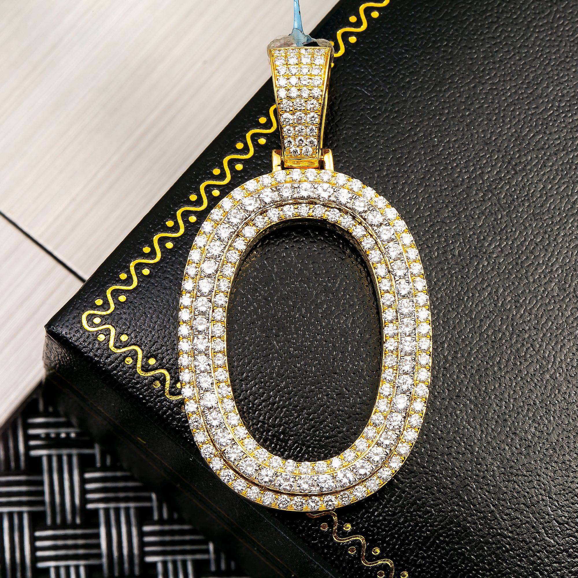 10K YELLOW GOLD LETTER O PENDANT WITH 3.60 CT DIAMONDS
