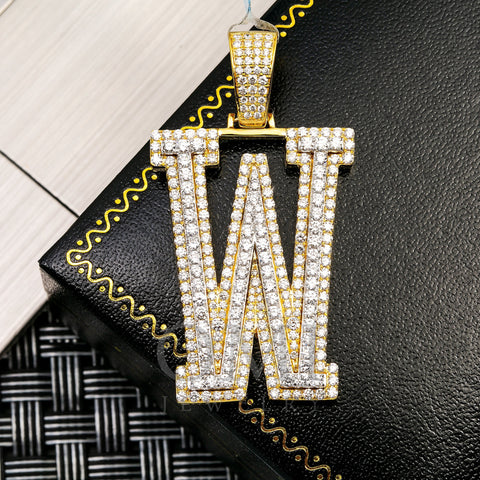 10K YELLOW GOLD LETTER W PENDANT WITH 4.85 CT DIAMONDS