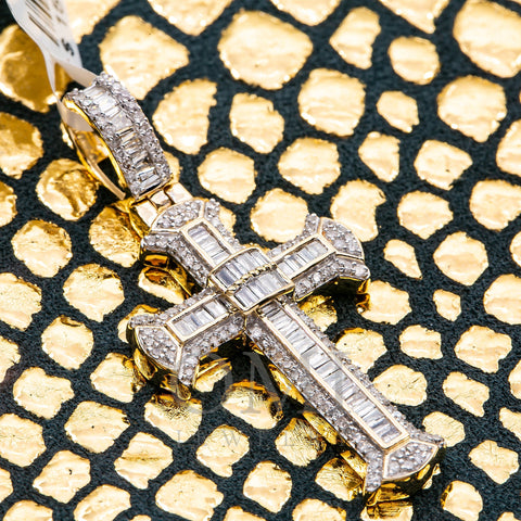 Unisex 14K Yellow Gold Cross Pendant with 0.75 CT Diamonds