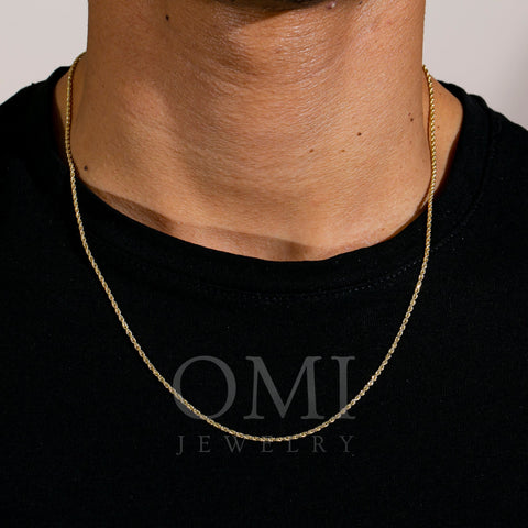 14k Yellow Gold 2mm Hollow Rope Chain Available In Sizes 18