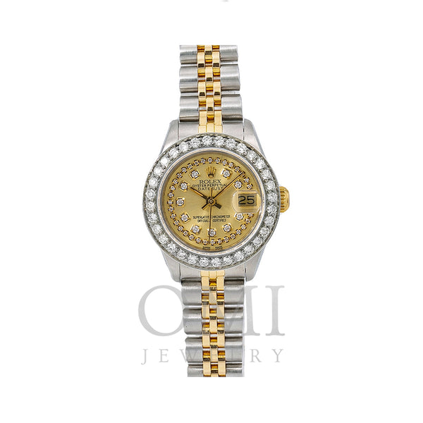 Rolex Datejust Diamond Watch, 69173 26mm, Champagne Diamond Dial With Two Tone Jubilee Bracel