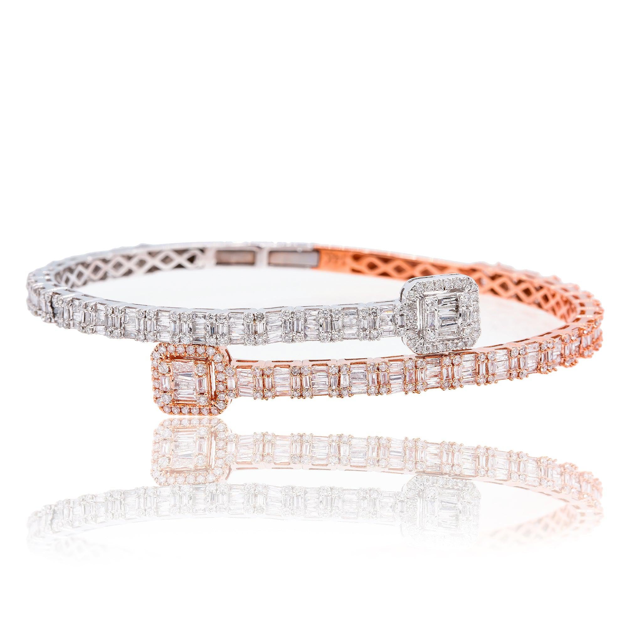 14K White and Rose Gold Ladies Bracelet with 4.47 CT Diamonds