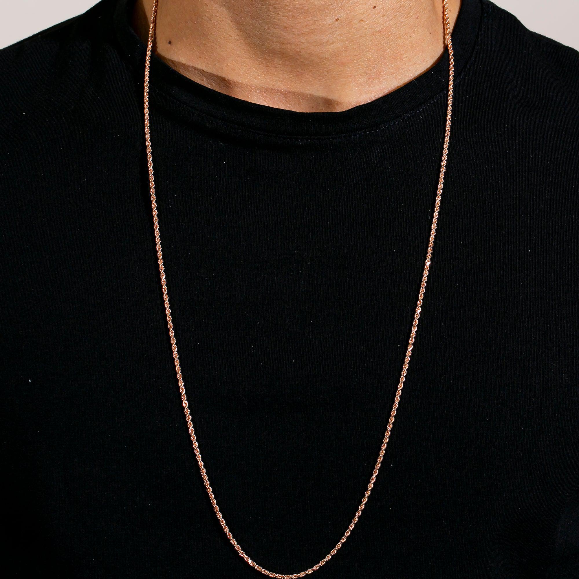 14K ROSE GOLD 2MM SOLID ROPE CHAIN AVAILABLE IN SIZES 18"-30"