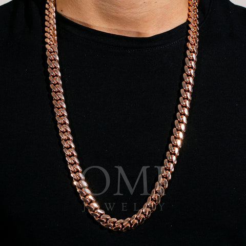 10k Rose Gold 12mm Solid Miami Cuban Chain Available In Sizes 18