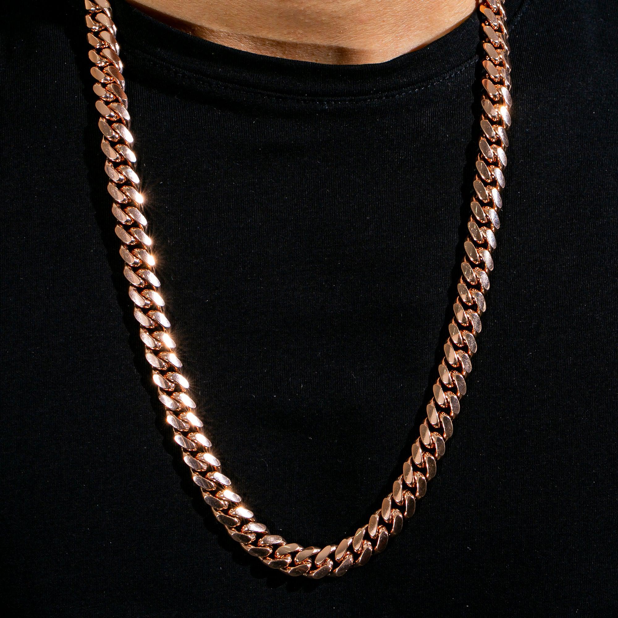 10k Rose Gold 10mm Solid Miami Cuban Chain Available In Sizes 18"-26"