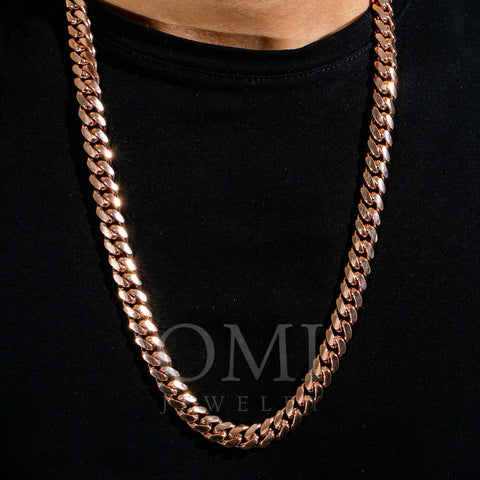 10k Rose Gold 10mm Solid Miami Cuban Chain Available In Sizes 18