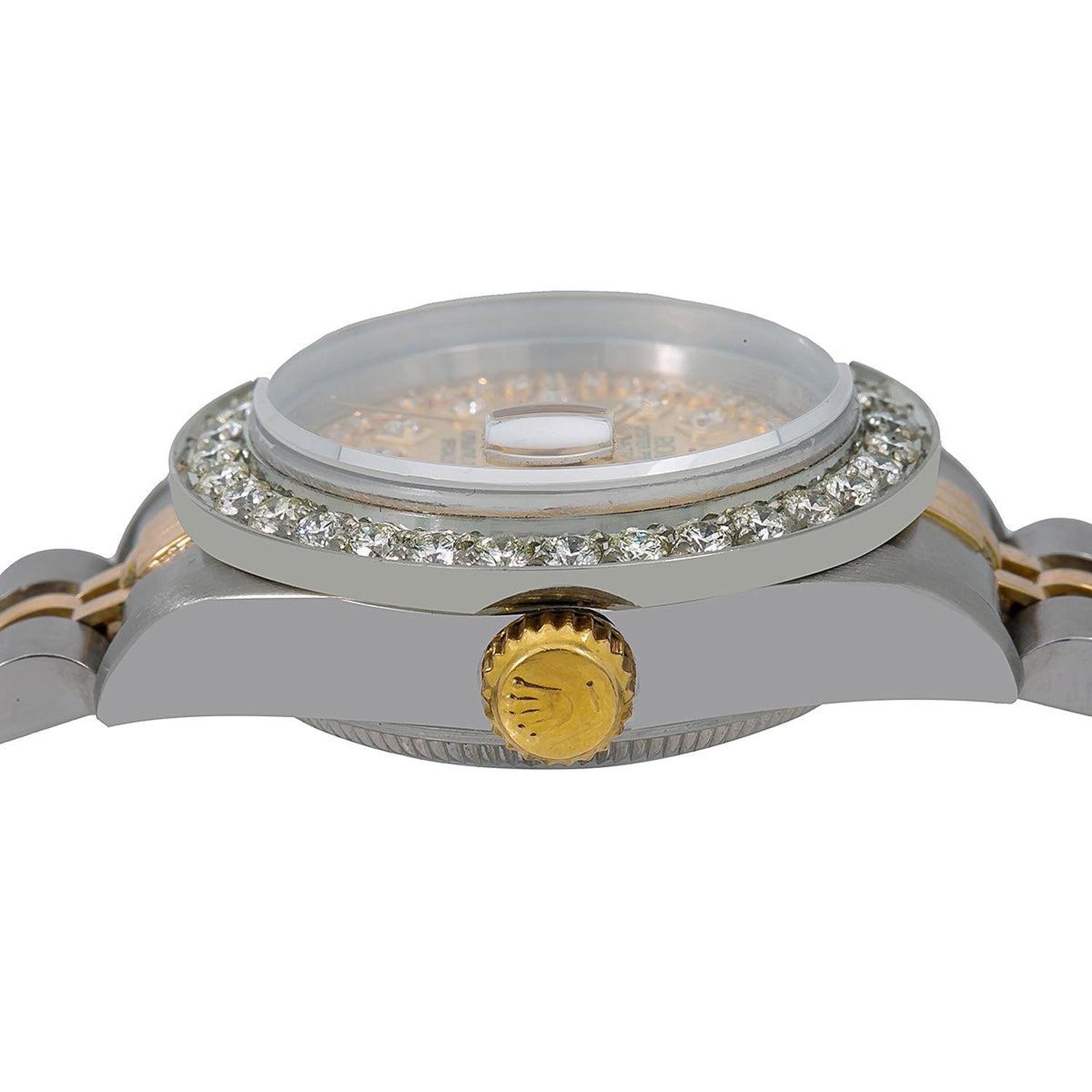 Rolex Datejust 26MM 69173 Champagne Diamond Dial Diamond Bezel Two Tone Yellow Gold Jubilee Bracelet