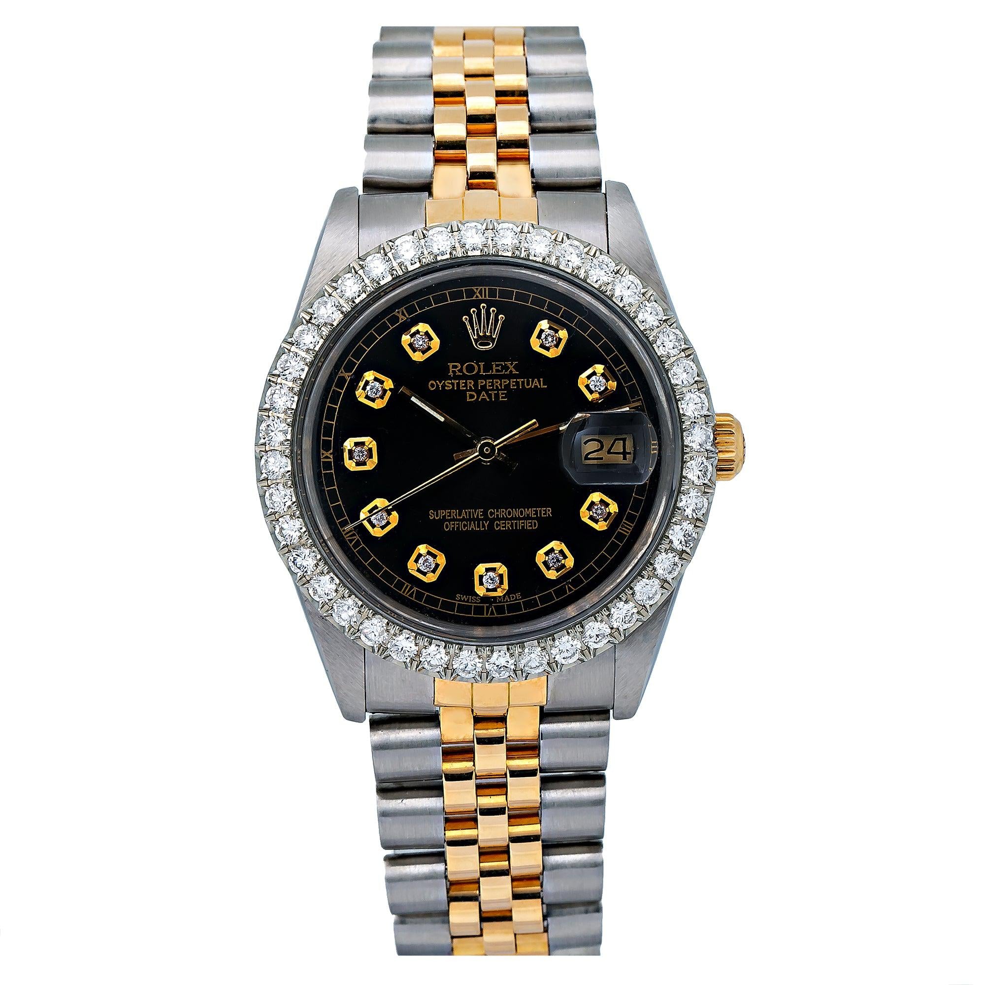 Rolex silver with black face sale