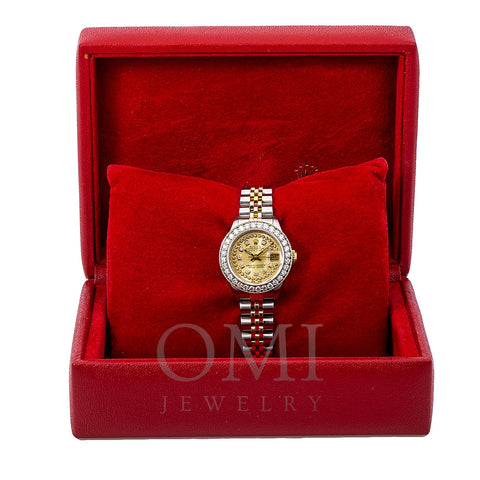 Rolex Datejust Diamond Watch, 69173 26mm, Champagne Diamond Dial With Two Tone Jubilee Bracel