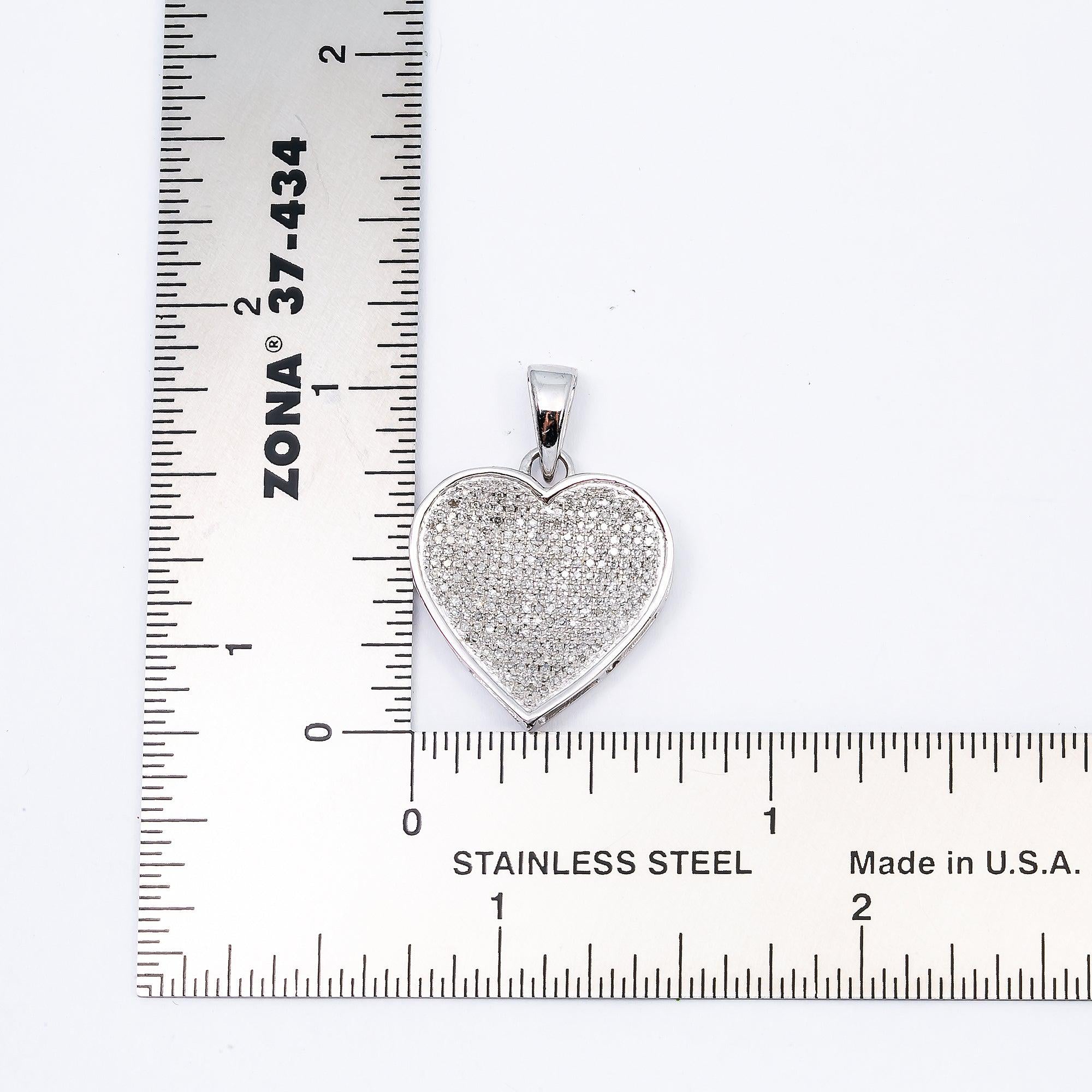 14K WHITE GOLD HEART PENDANT WITH 0.50 CT DIAMONDS