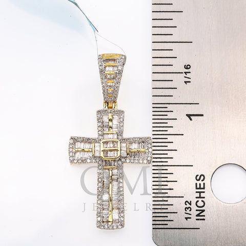 Unisex 14K Yellow Gold Cross Pendant with 0.75 CT Diamonds