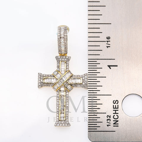 Unisex 14K Yellow Gold Cross Pendant with 0.69 CT Diamonds