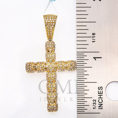 Unisex 14K Yellow Gold Cross Pendant with 0.55 CT Diamonds