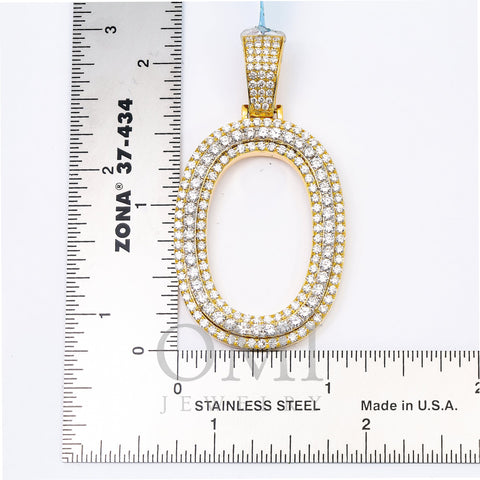 10K YELLOW GOLD LETTER O PENDANT WITH 3.60 CT DIAMONDS