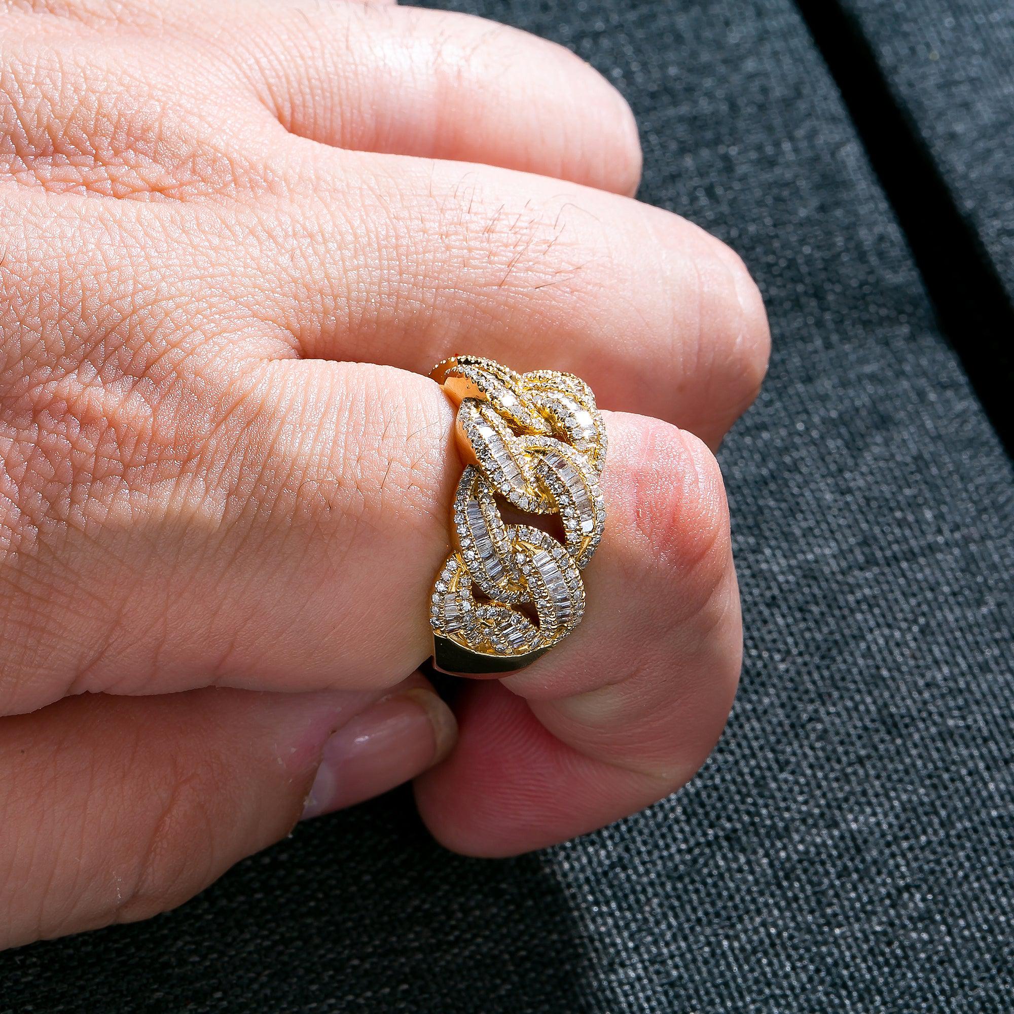 14K YELLOW GOLD DIAMOND CUBAN RING 1.34 CT