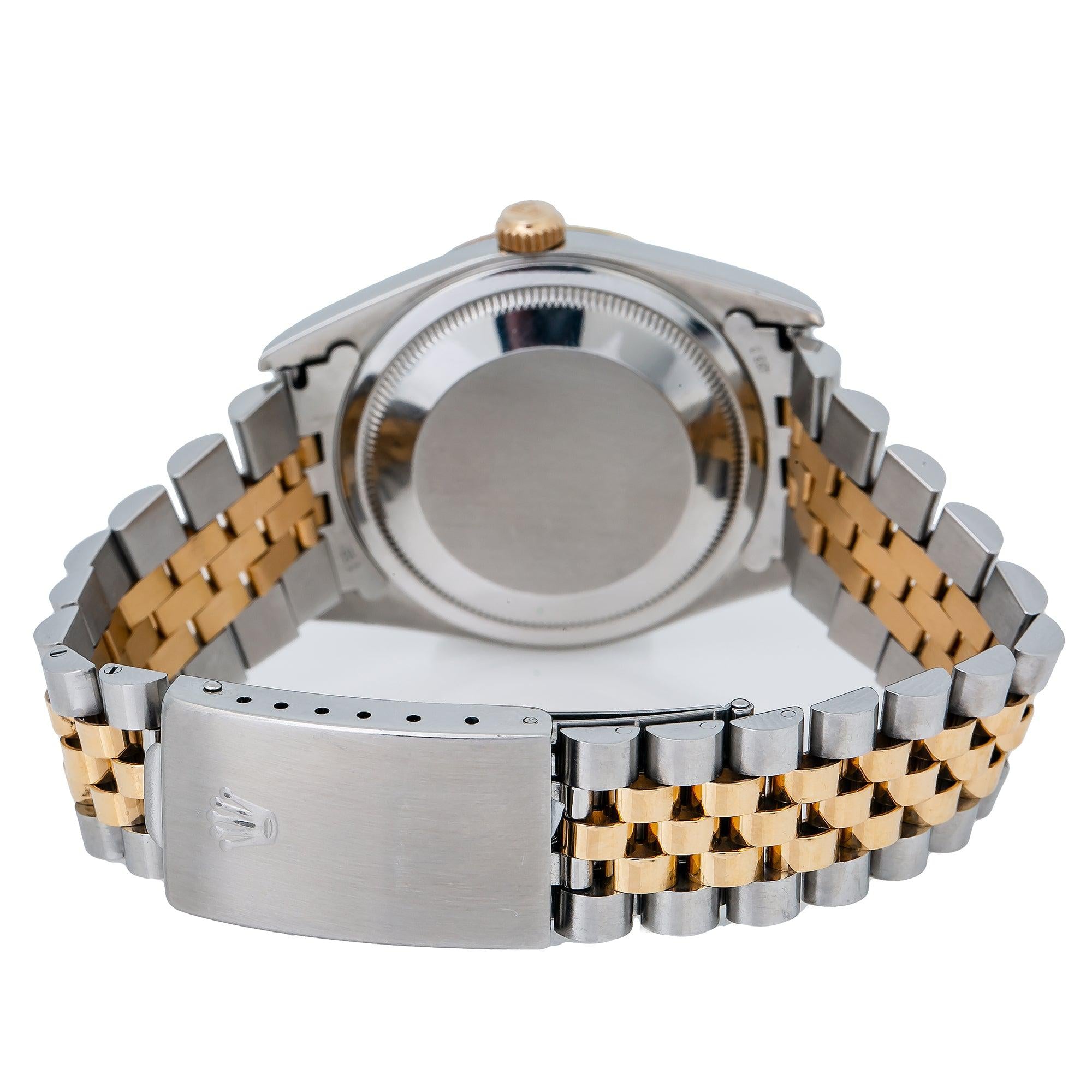 Rolex Datejust 36MM 16233 Blue Eastern Arabic Diamond Dial Fluted Bezel Two Tone Yellow Gold Jubilee Bracelet