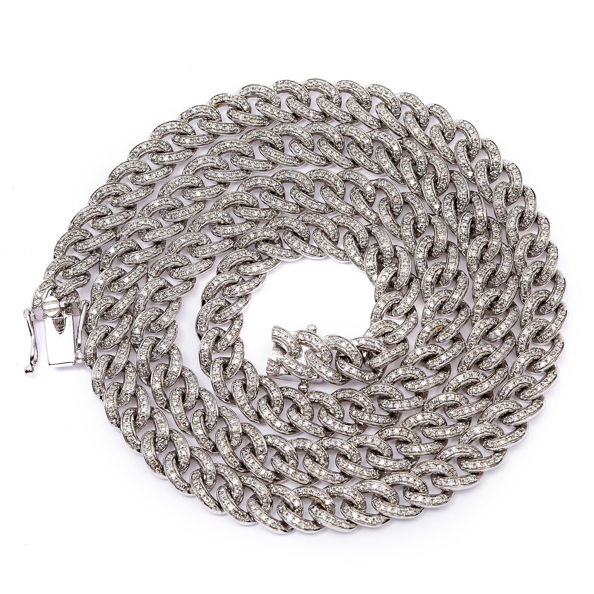 10K WHITE GOLD MIAMI CUBAN CHAIN LINK  WITH 3.50 CT DIAMONDS