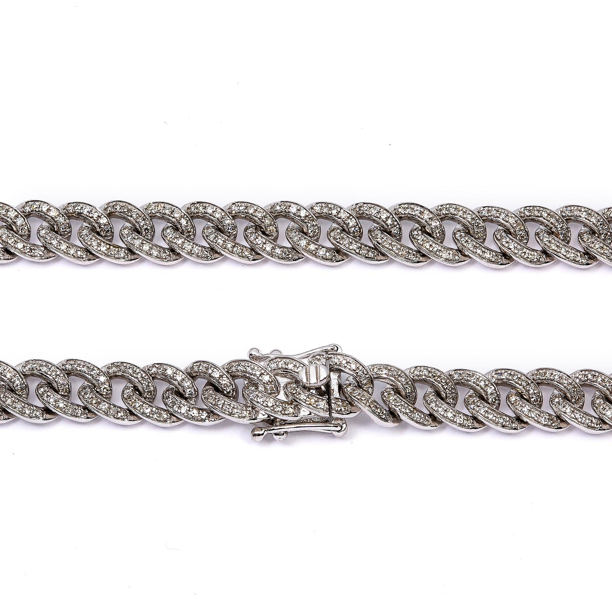 10K WHITE GOLD MIAMI CUBAN CHAIN LINK  WITH 3.50 CT DIAMONDS