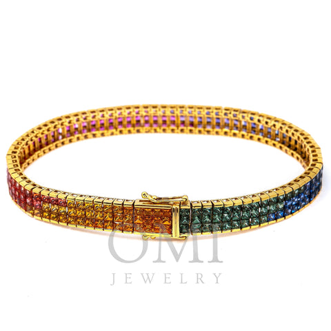 Buy Multi Gemstone Floral Bangle Bracelet in Vermeil Yellow Gold Over  Sterling Silver (6.50 In) 11.35 ctw at ShopLC.