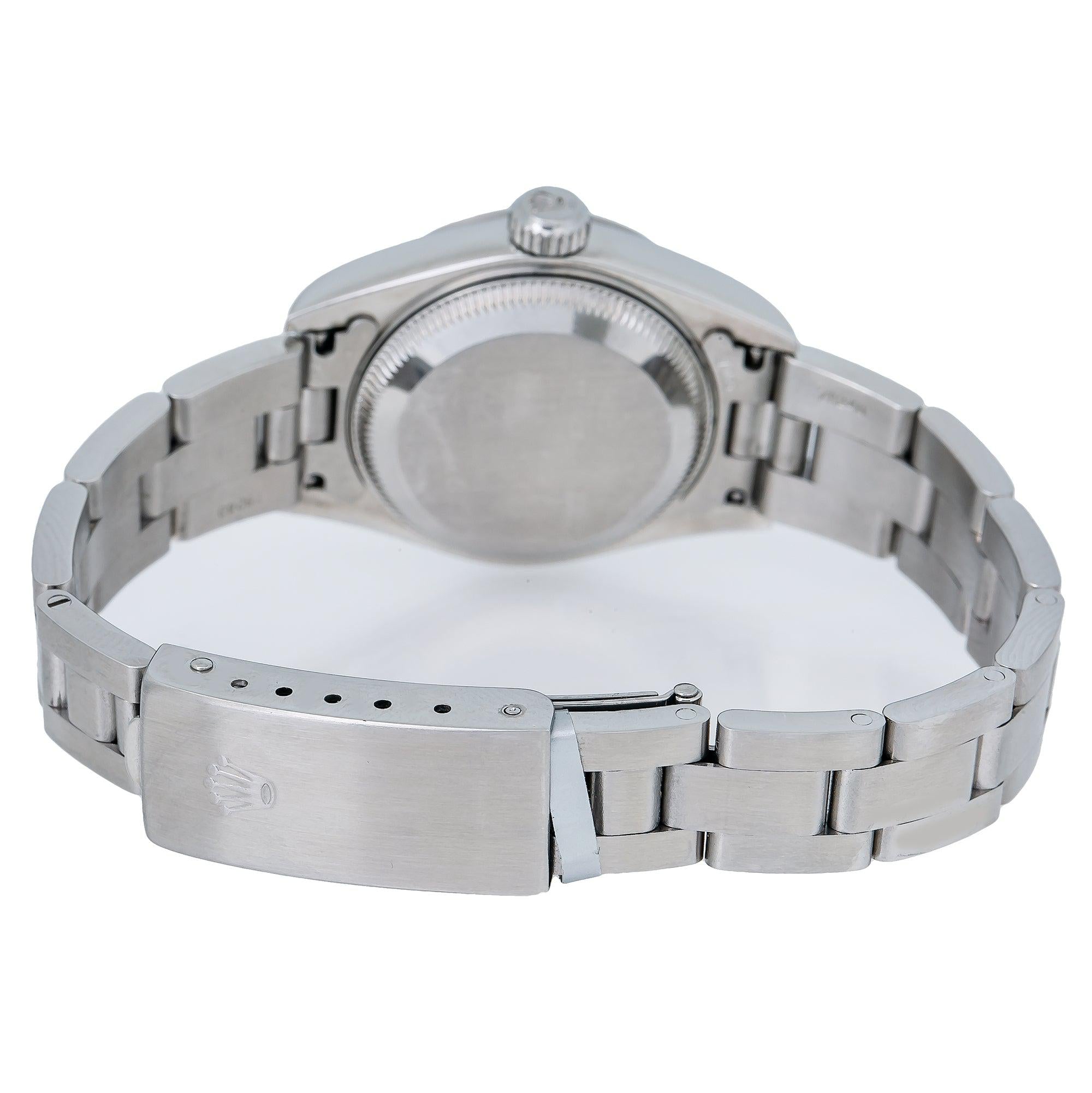 Rolex Date 26MM 79160 Blue Roman Dial Smooth Bezel Stainless Steel Oyster Bracelet