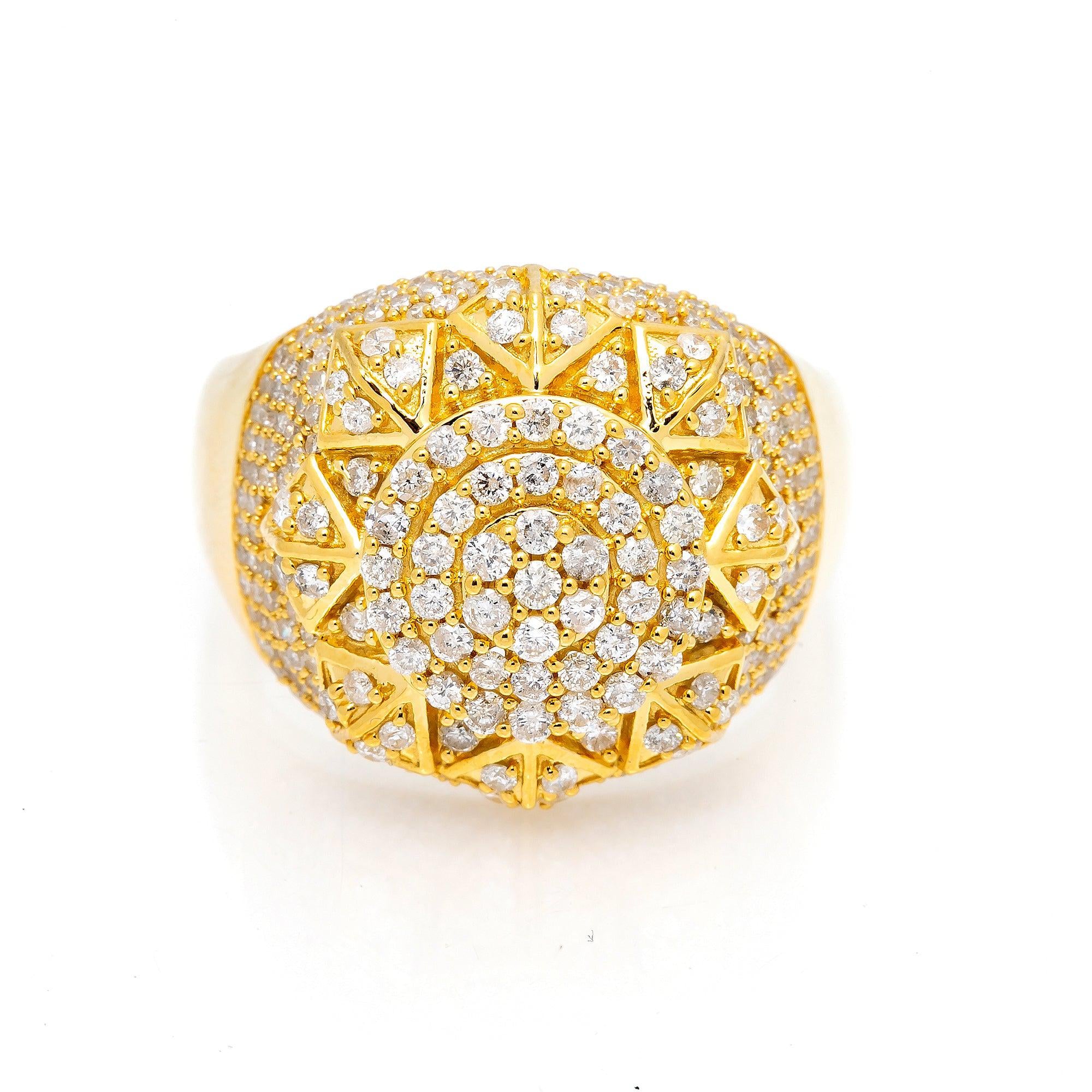 14K YELLOW GOLD MEN DIAMOND RING WITH 1.90 CT DIAMONDS