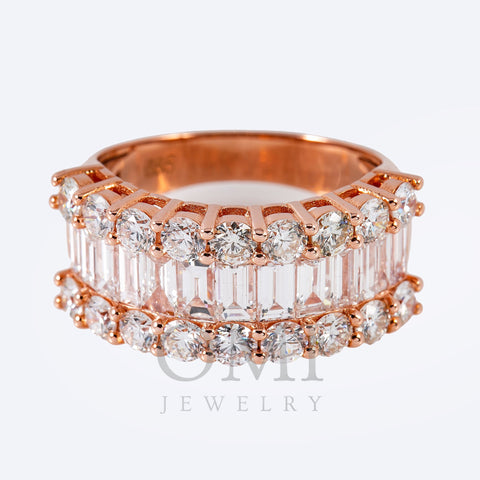 Ladies 14K Rose Gold Fancy Baguette Diamond Ring
