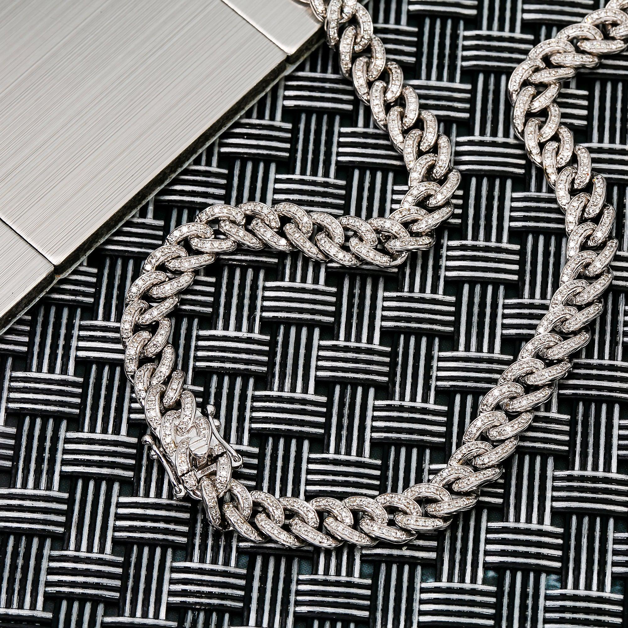 10K WHITE GOLD MIAMI CUBAN CHAIN LINK  WITH 3.50 CT DIAMONDS