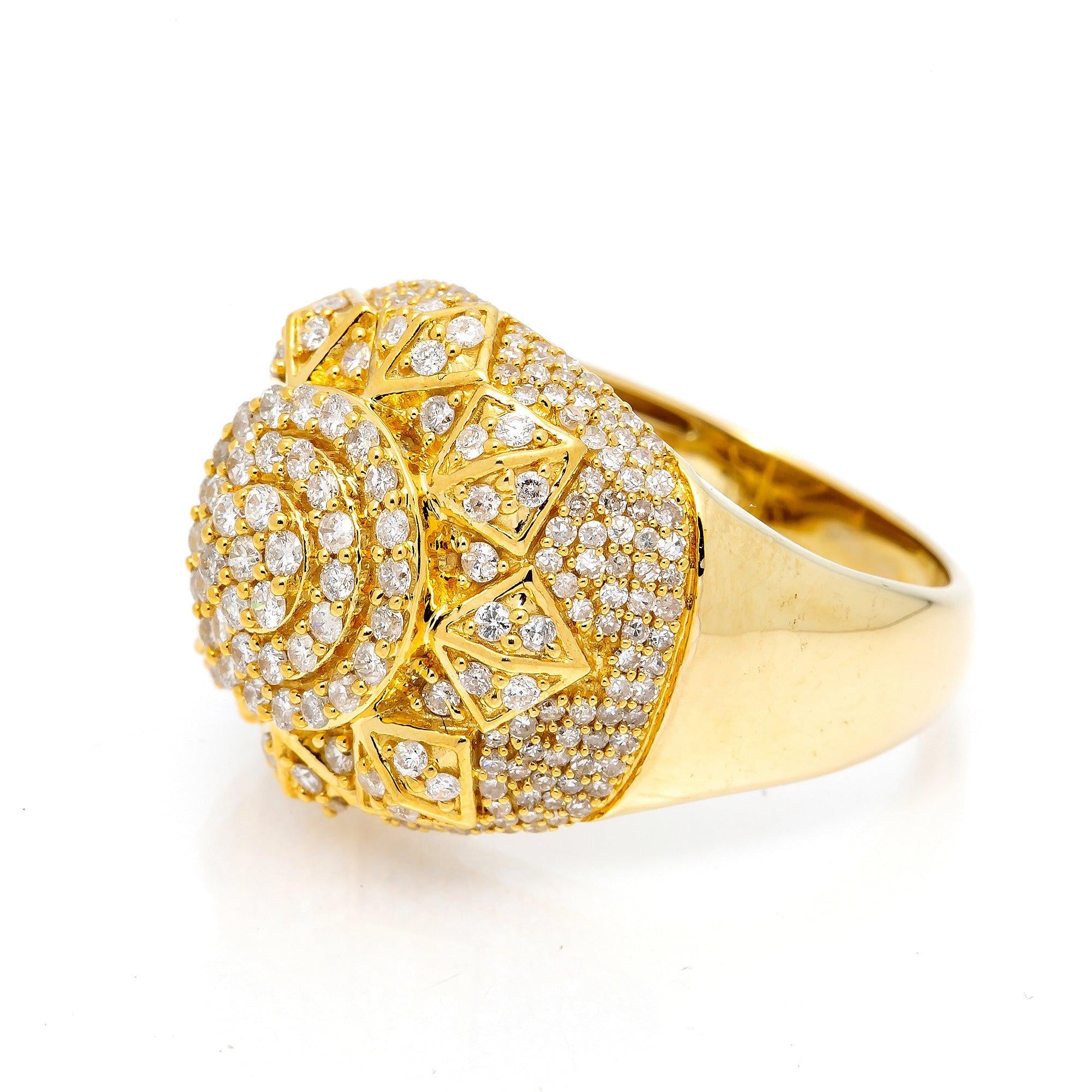 14K YELLOW GOLD MEN DIAMOND RING WITH 1.90 CT DIAMONDS