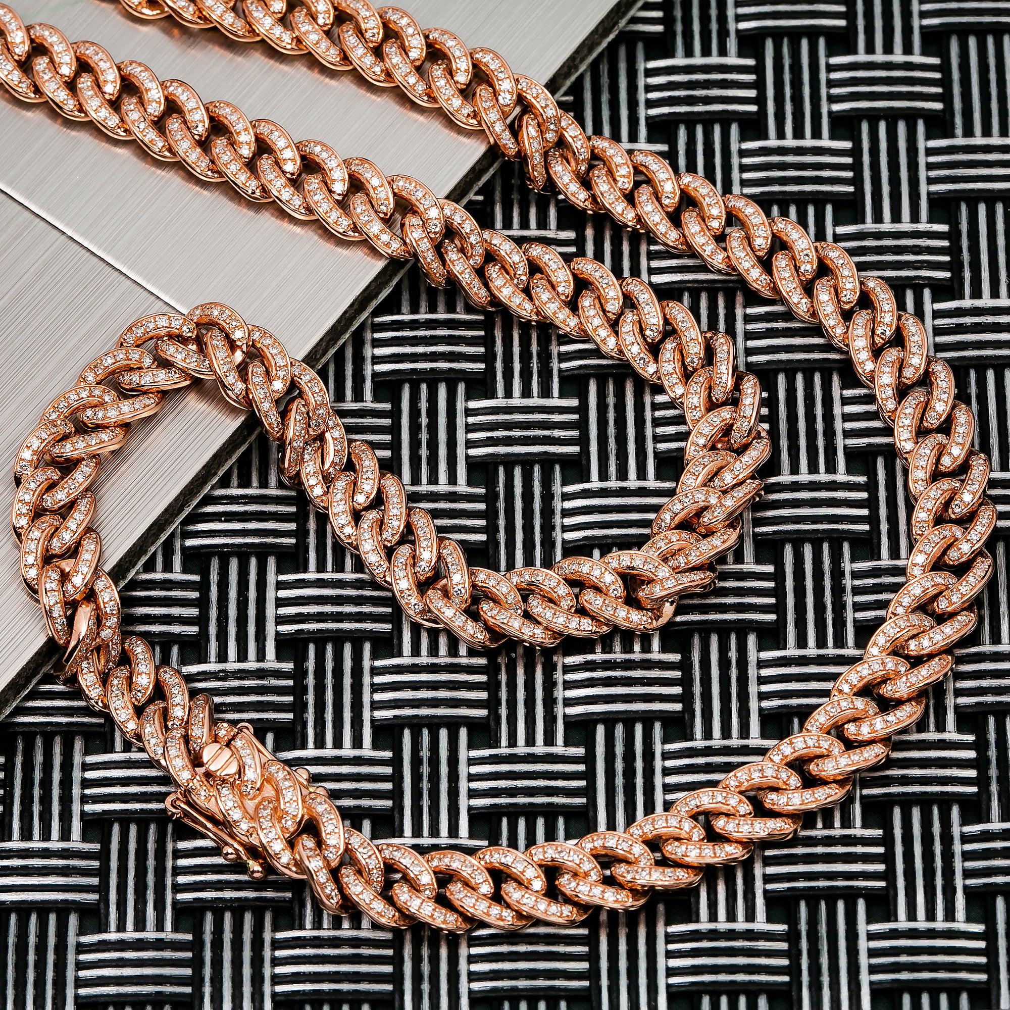 14K ROSE GOLD MIAMI CUBAN CHAIN LINK  WITH 3.90 CT DIAMONDS