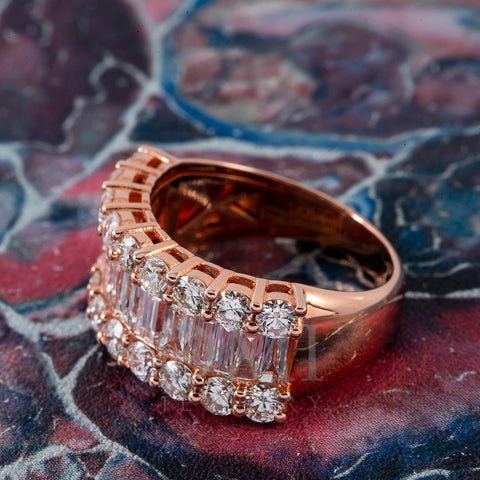 Ladies 14K Rose Gold Fancy Baguette Diamond Ring