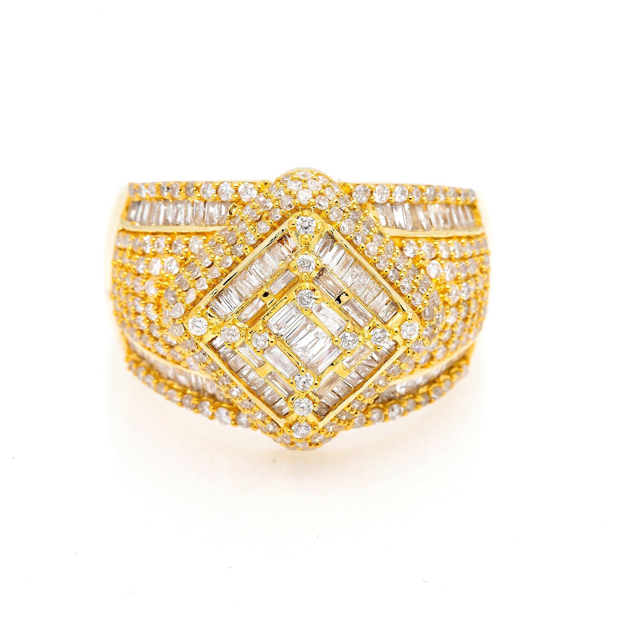 14K YELLOW GOLD BAGUETTE DIAMOND RING 1.94 CT