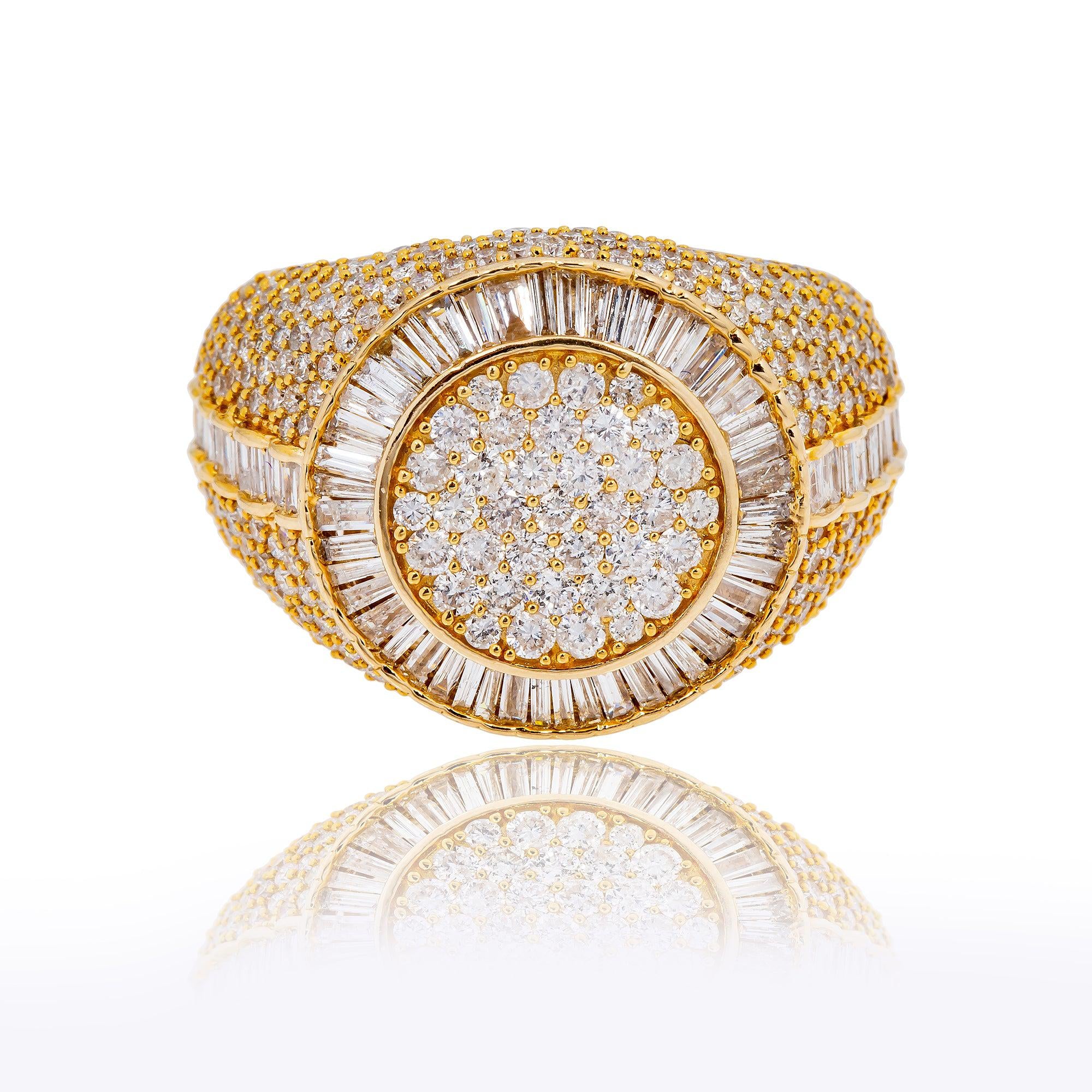 14K YELLOW GOLD MEN'S RING WITH 4.20 CT DIAMONDS