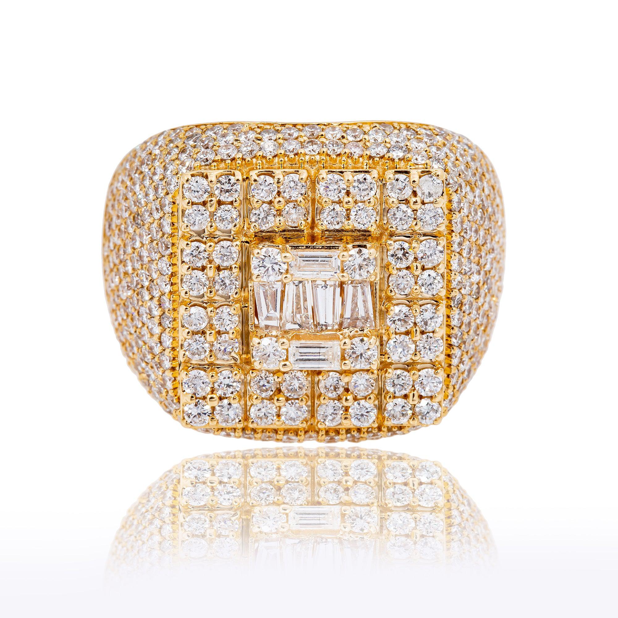 14K YELLOW GOLD MEN'S RING WITH 4.21 CT DIAMONDS