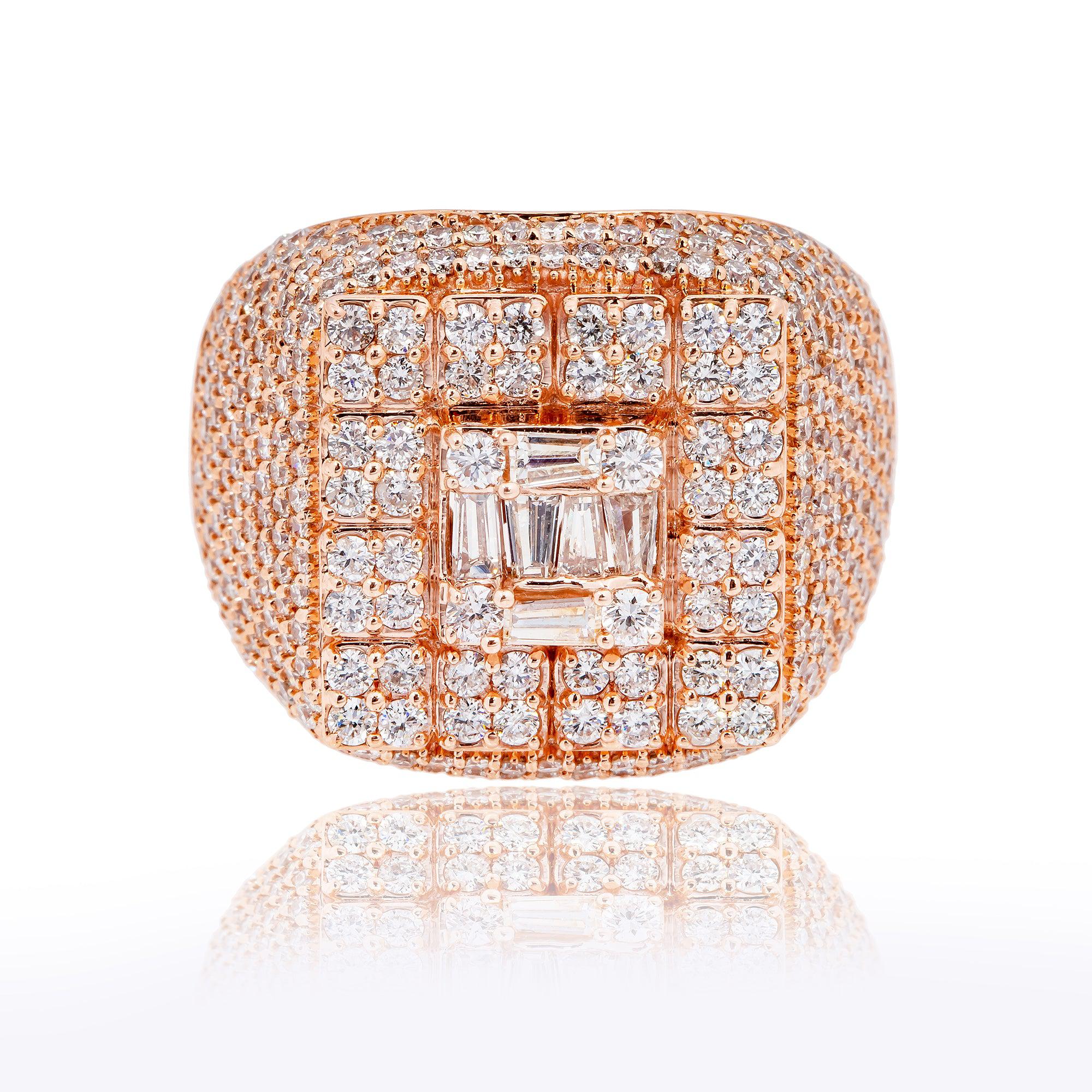 14K ROSE GOLD MEN'S RING WITH 4.28 CT DIAMONDS