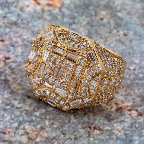 14K YELLOW GOLD MEN'S RING WITH 3.36 CT DIAMONDS