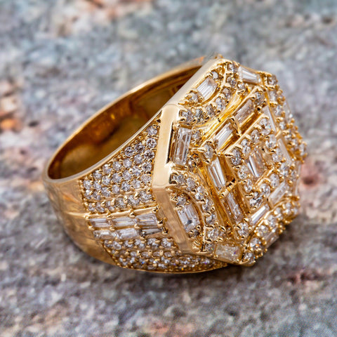 14K YELLOW GOLD MEN'S RING WITH 3.36 CT DIAMONDS