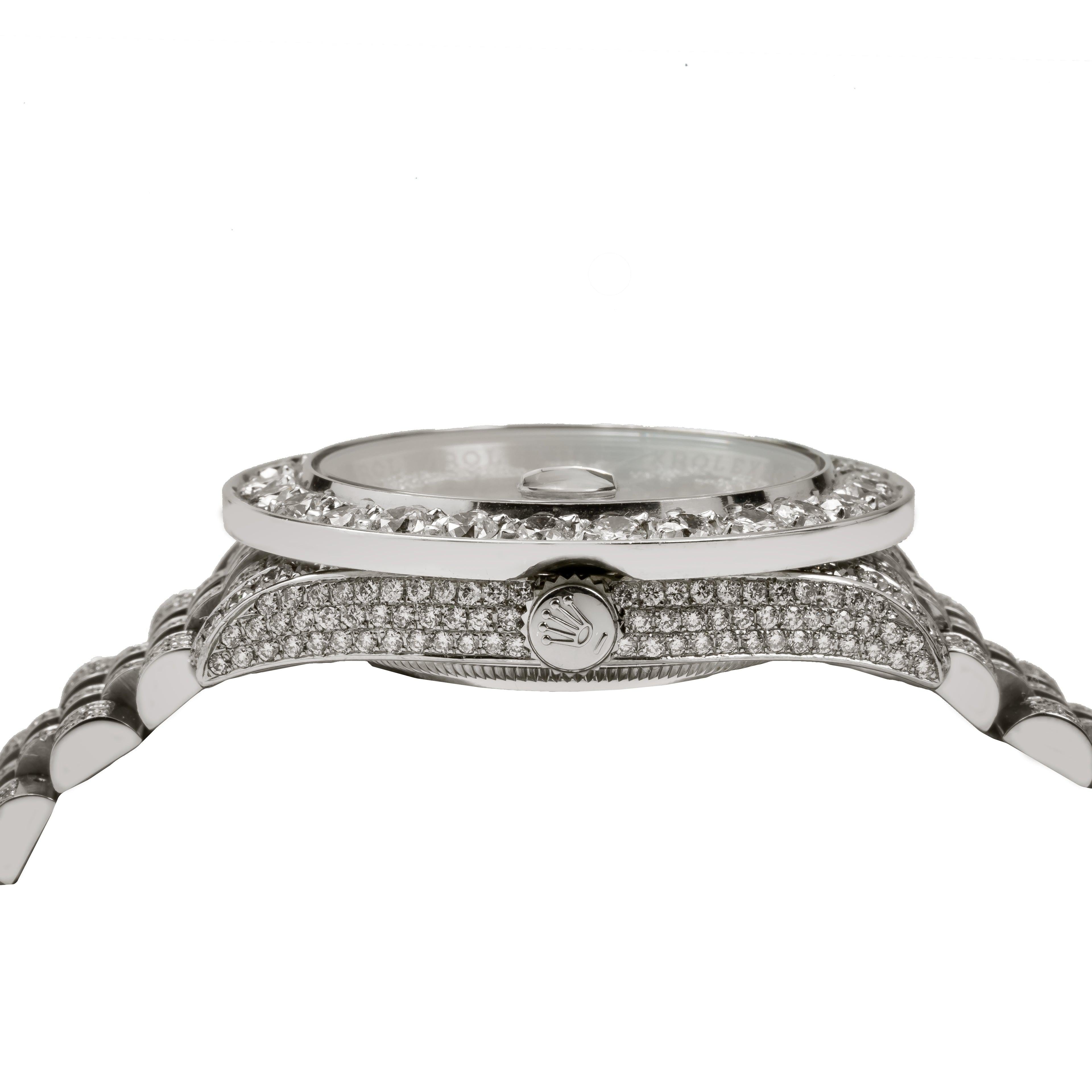 Rolex Datejust 36MM 116234 Brown Roman Diamond Dial Diamond Bezel Stainless Steel Full Diamond Jubilee Bracelet 15.25ct