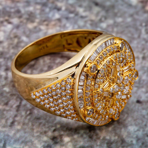 14K YELLOW GOLD MEN'S RING WITH 2.11 CT DIAMONDS