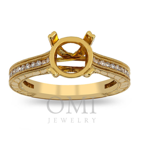 18K Yellow Gold Diamond Engagement Semi-Mounting Women's Ring With 0.30 CT Diamonds