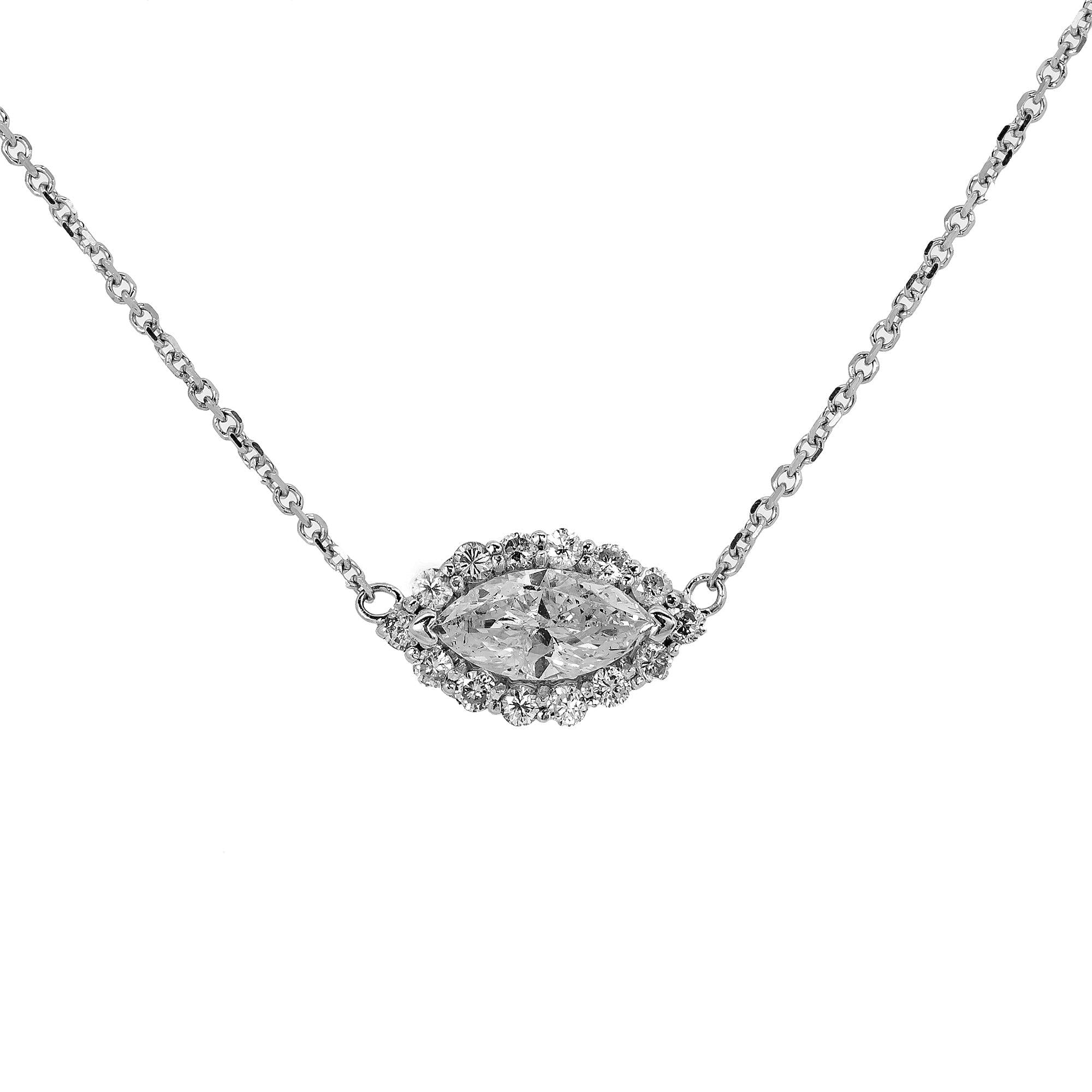 14K White Gold Ladies Pendant with 1.15 CT Diamond