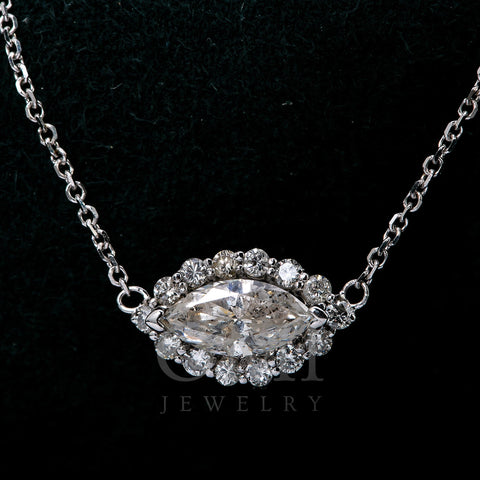14K White Gold Ladies Pendant with 1.15 CT Diamond