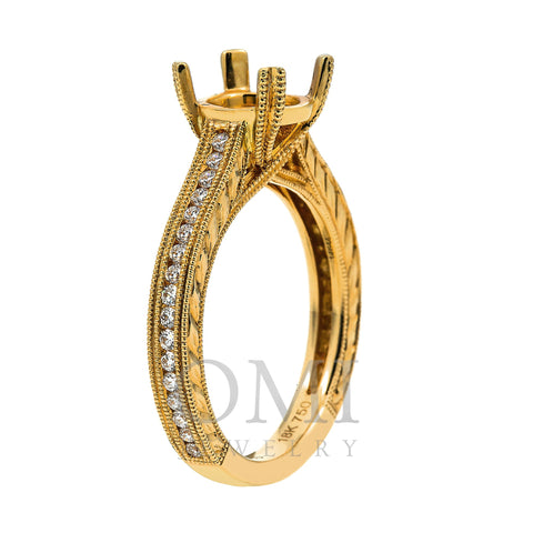 18K Yellow Gold Diamond Engagement Semi-Mounting Women's Ring With 0.30 CT Diamonds