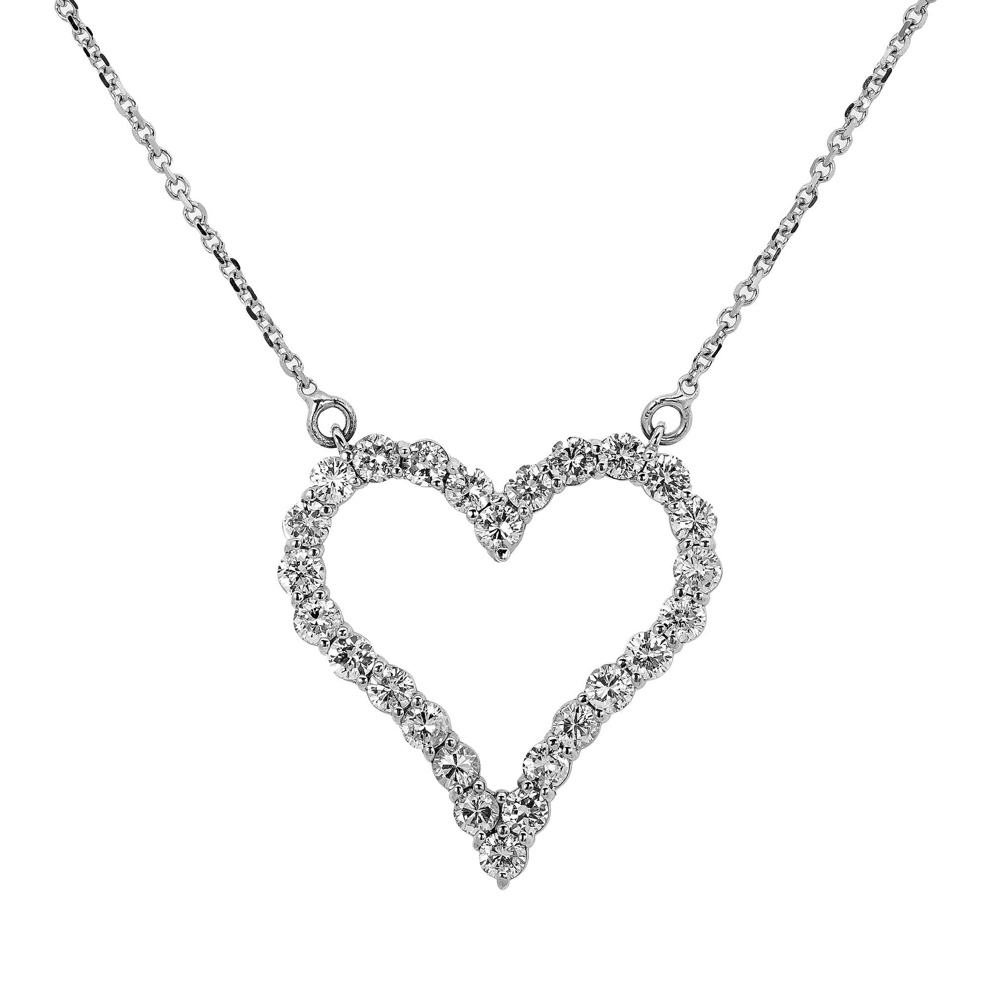 14K White Gold Ladies Heart Pendant with 1.45 CT Diamond