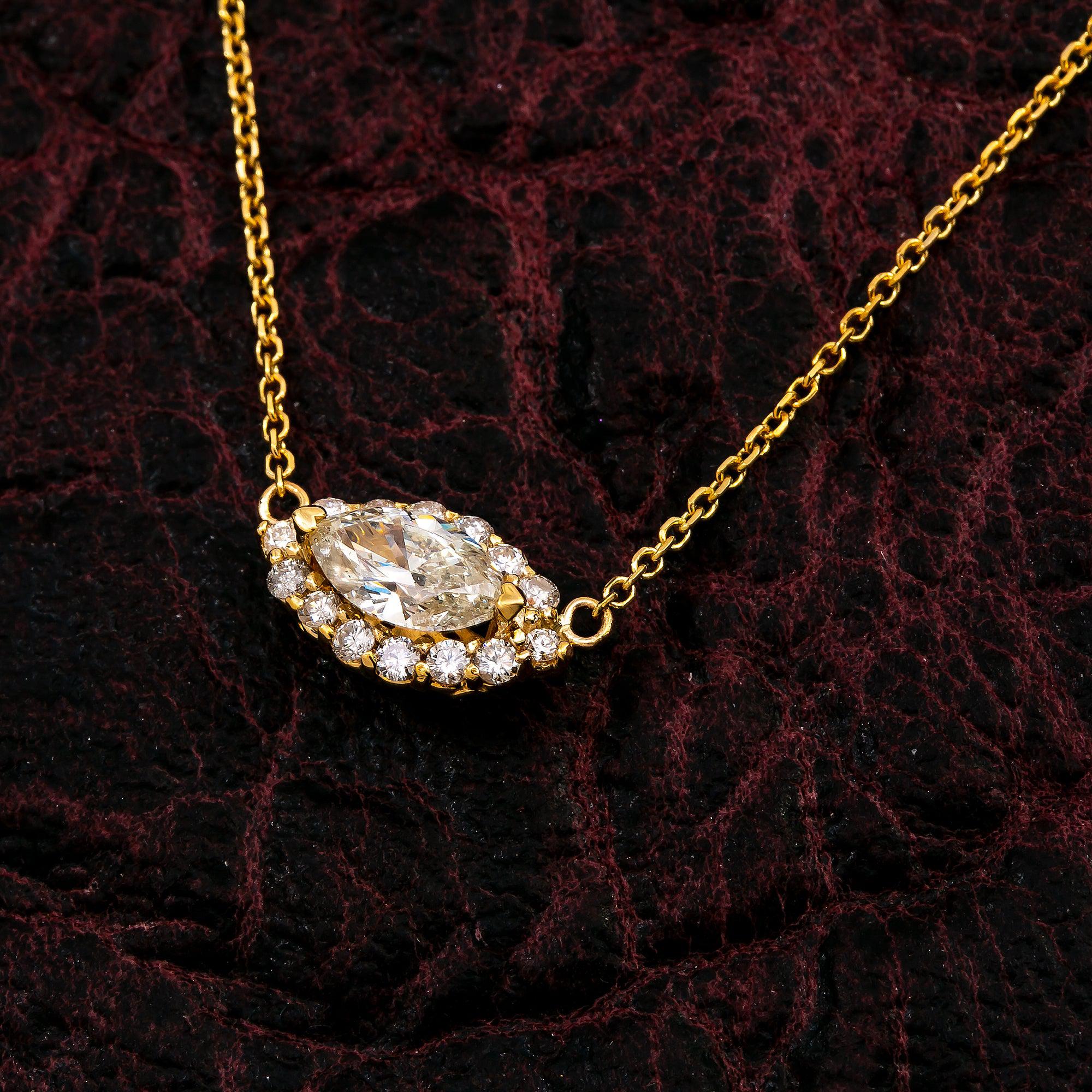 14K Yellow Gold Ladies Pendant with 1.02 CT Diamond