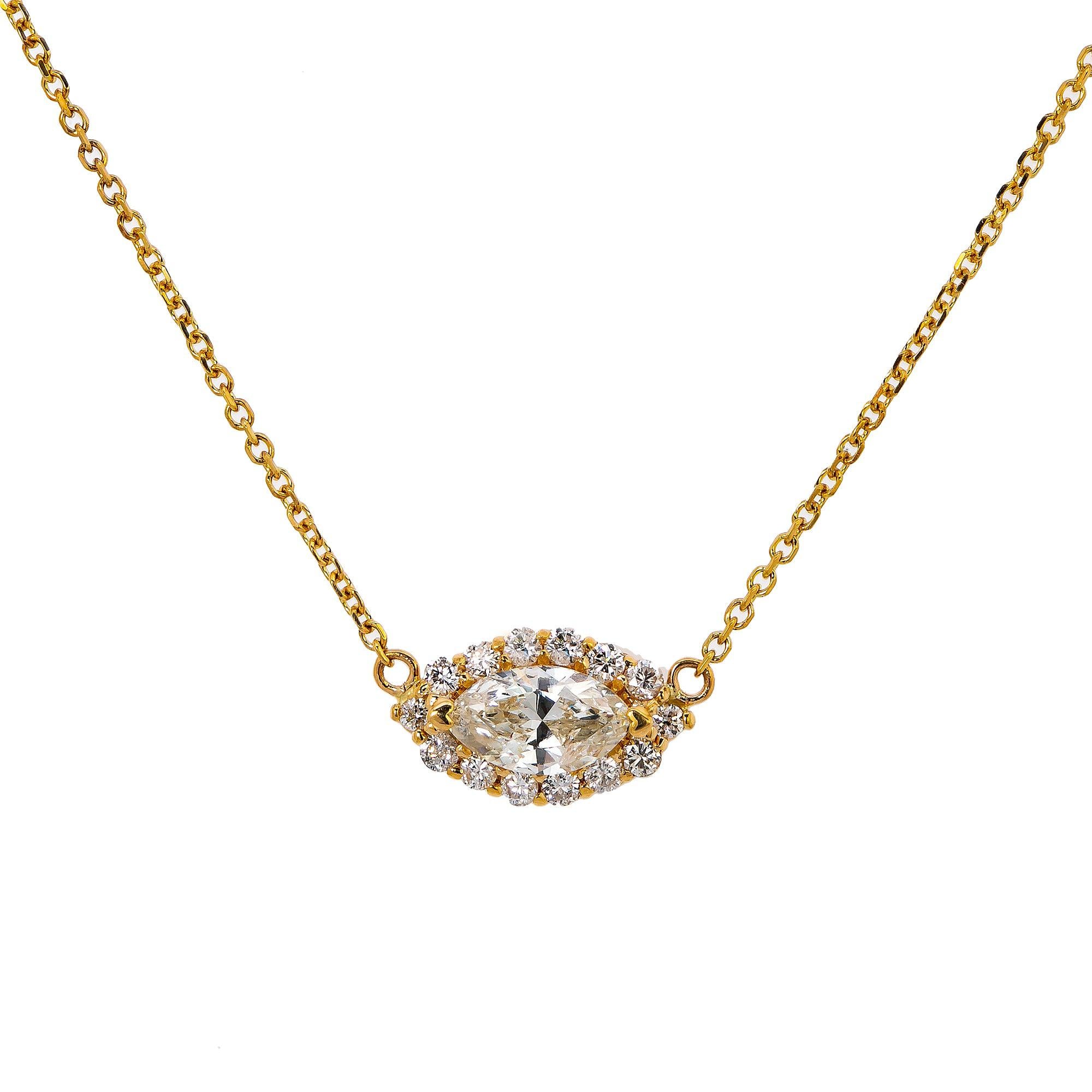 14K Yellow Gold Ladies Pendant with 1.02 CT Diamond