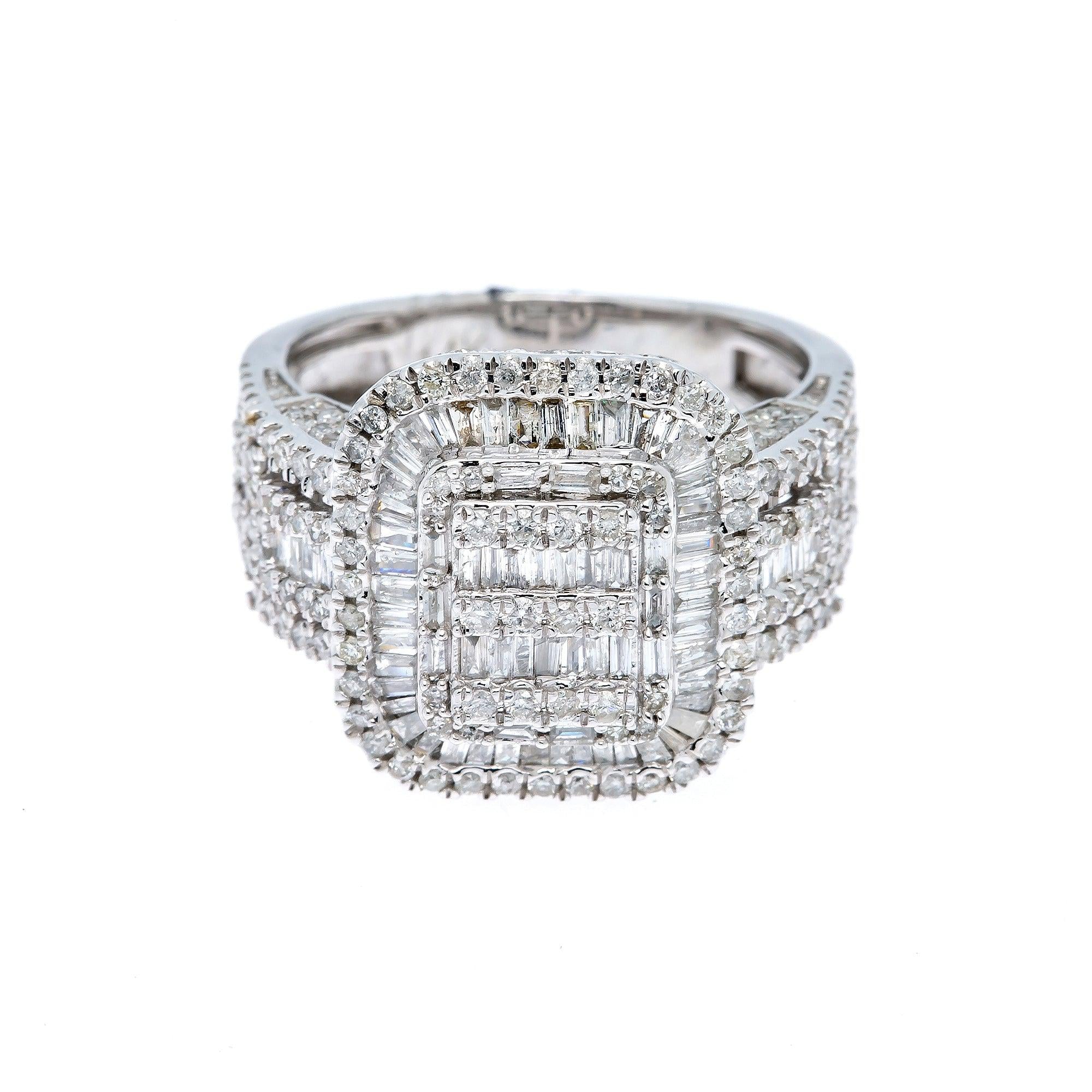 14K WHITE GOLD SQUARE DIAMOND RING 2.30 CT