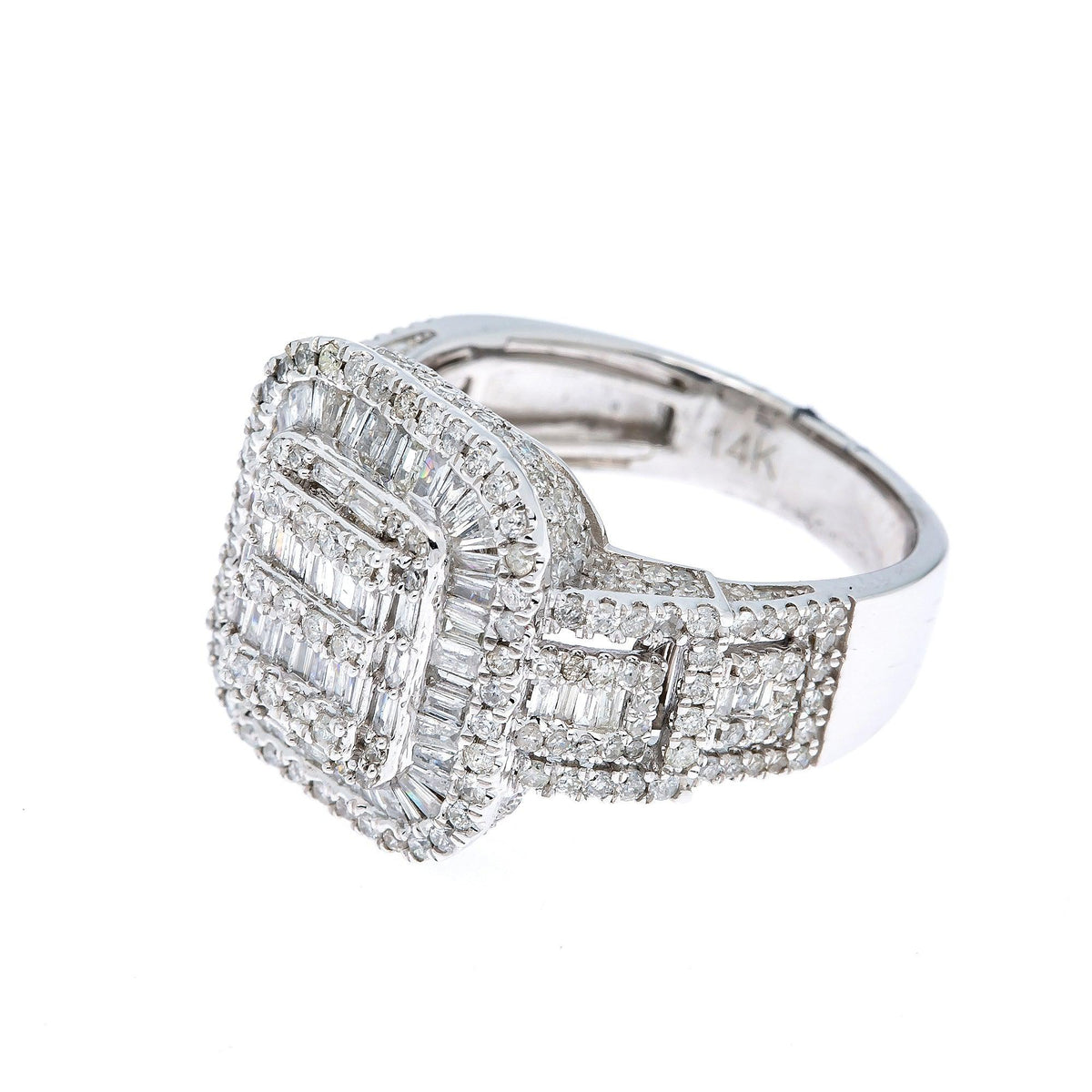 14K WHITE GOLD SQUARE DIAMOND RING 2.30 CT