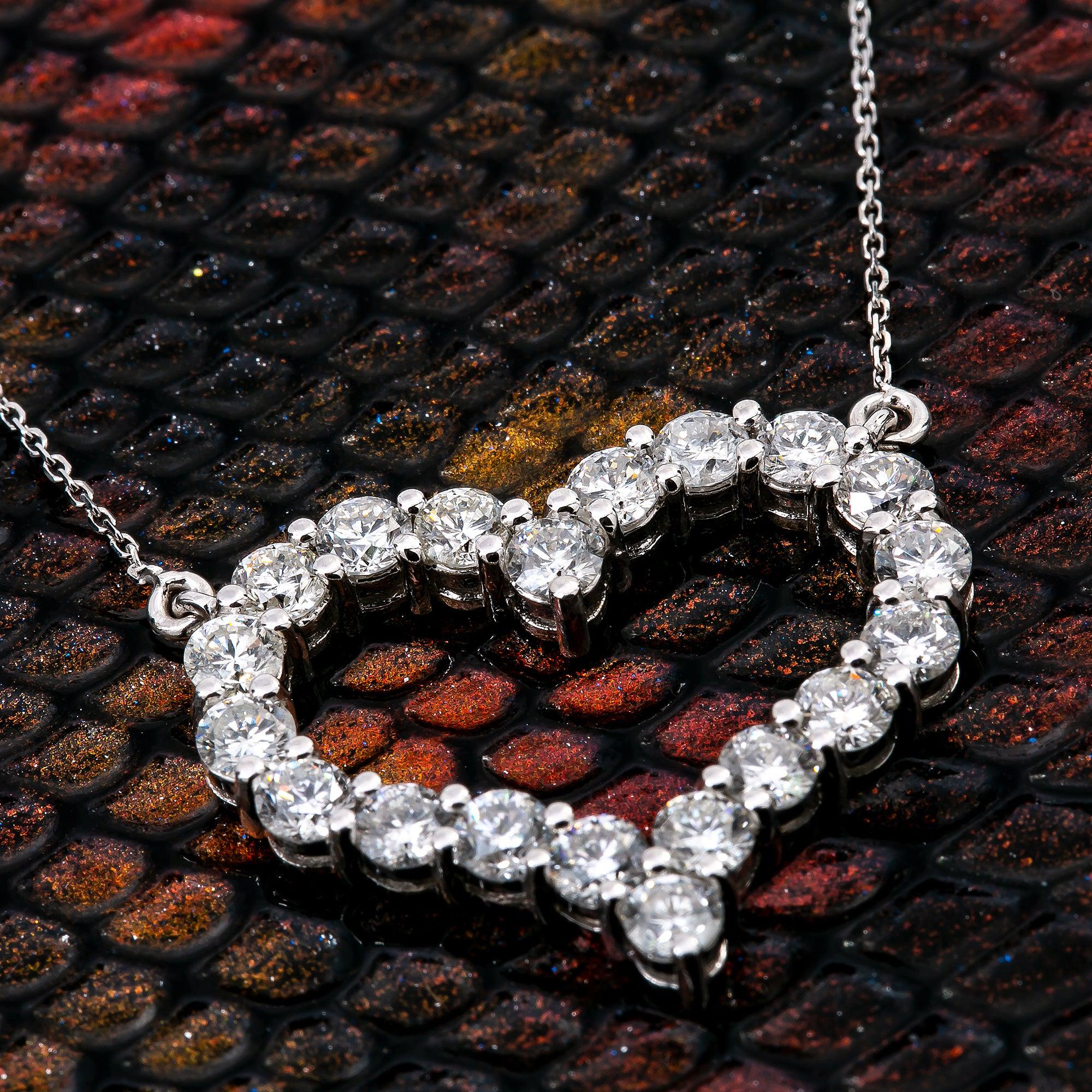 14K White Gold Ladies  Heart Pendant with 2.65 CT Diamond